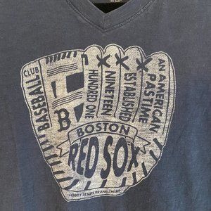 47 Brand Boston Red Sox T-Shirt Blue Distressed Retro Graphic MLB Baseball-L